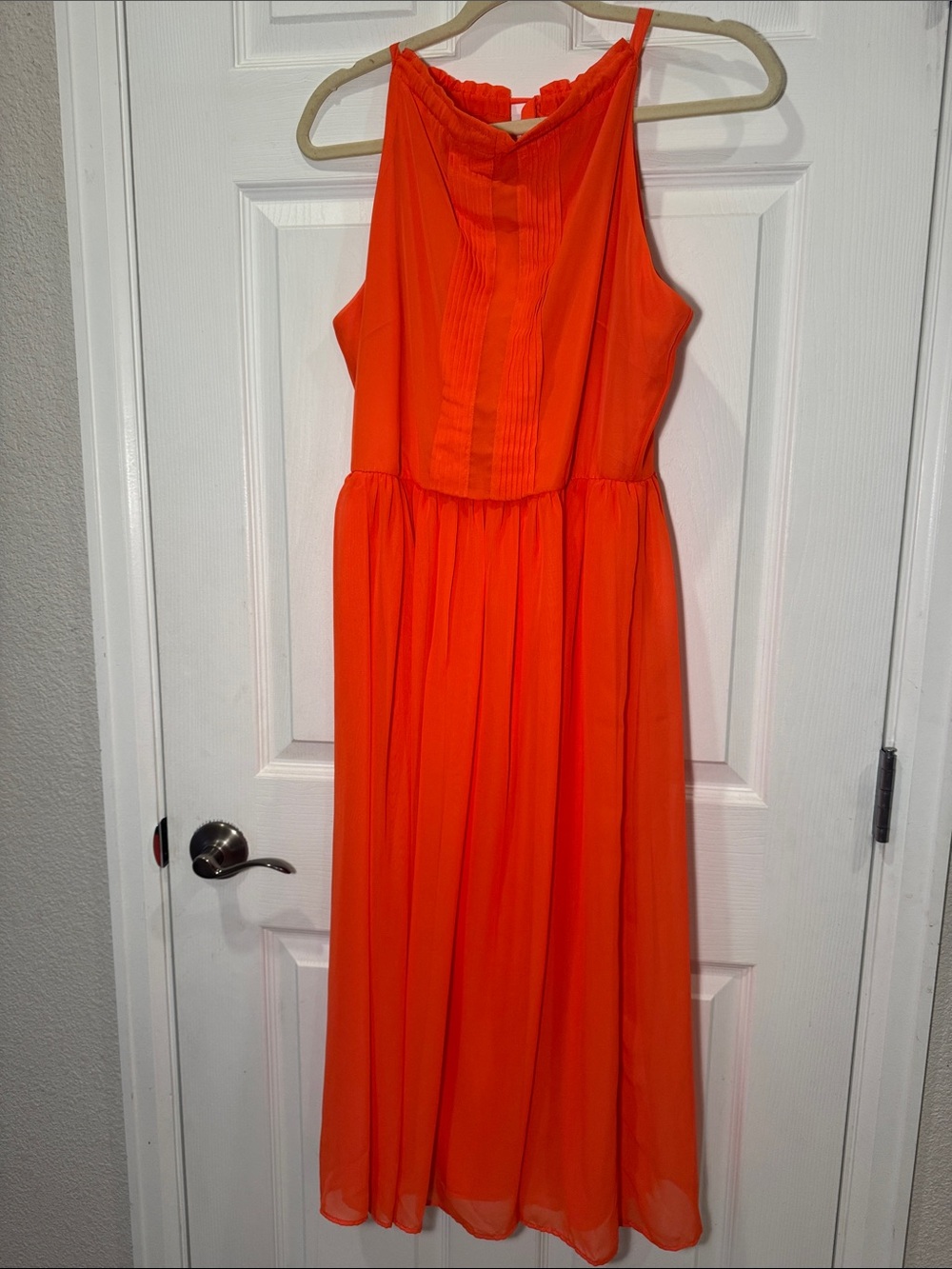 Nicole Miller Orange Halter Midi Dress